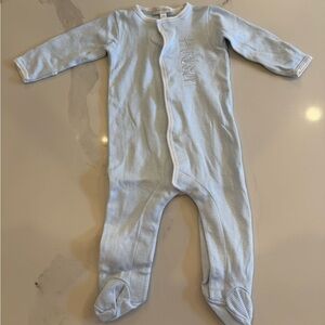 Magnolia Baby Embroidered Hudson Blue Striped Baby Onesie